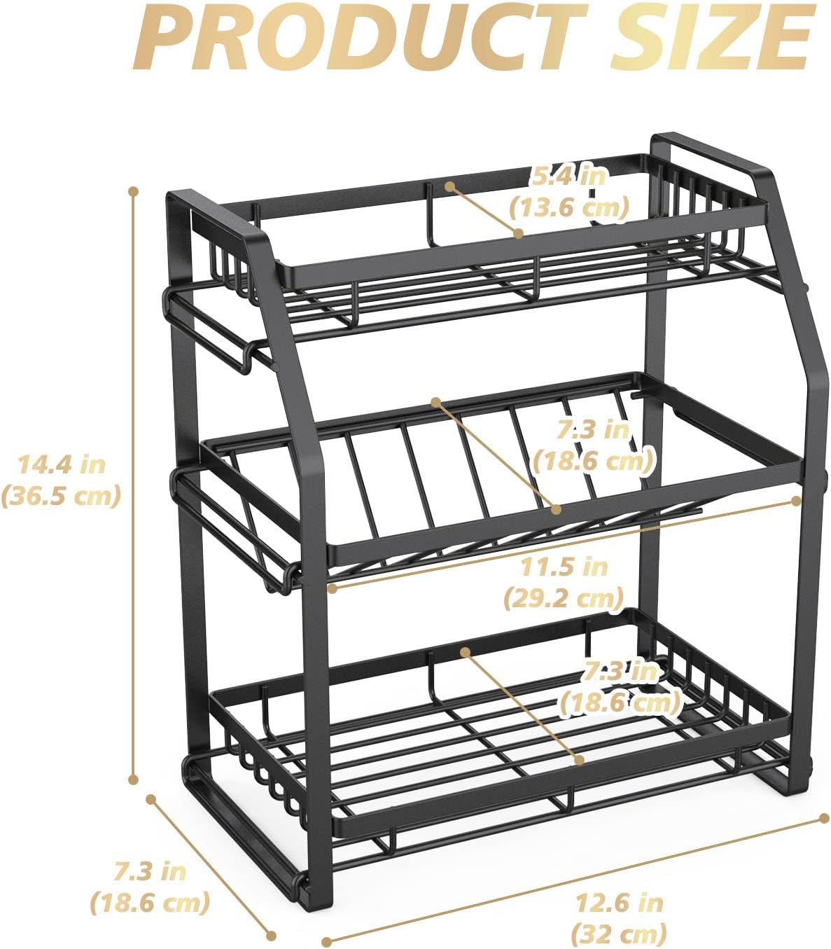 Organizing Rack - 3-Tier Countertop Organizer Shelf for Kitchen and Bathroom